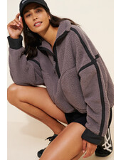 Free People Mountain High 1/2 Zip Fleece | Gun Metal