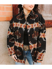 Frankie Aztec Button Down Shacket | Black