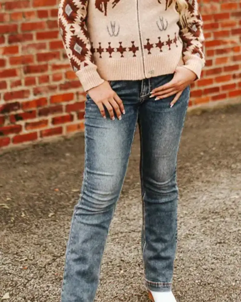 Kickin Broncho Knit Zip-Up Sweater