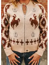 Kickin Broncho Knit Zip-Up Sweater