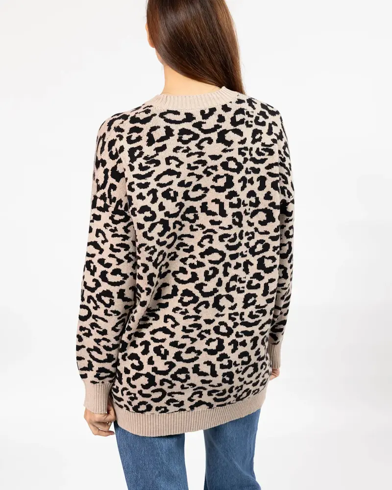 Smash + Tess Leopard Long Sweater | Taupe