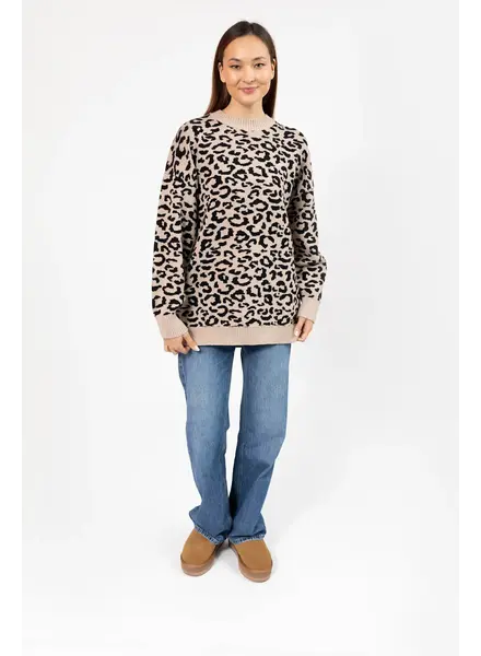 Smash + Tess Leopard Long Sweater | Taupe