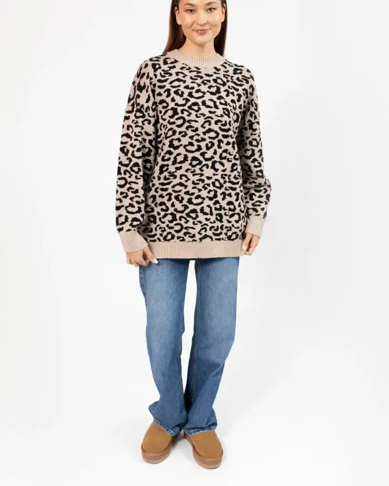 Smash + Tess Leopard Long Sweater | Taupe