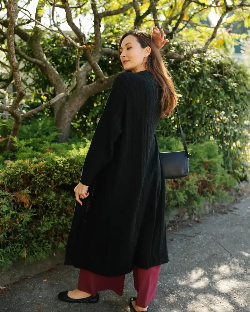 Smash + Tess Cecilia Cable Knit Long Cardigan | Black