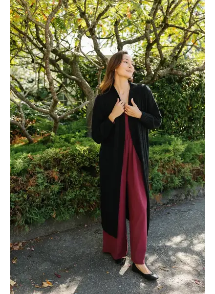 Smash + Tess Cecilia Cable Knit Long Cardigan | Black