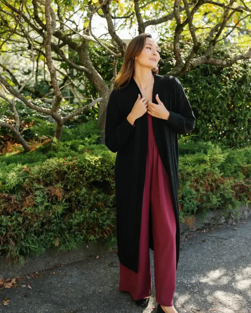 Smash + Tess Cecilia Cable Knit Long Cardigan | Black