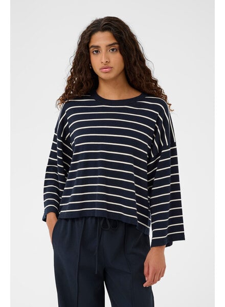 Spina Boxy Pullover Cropped | Navy