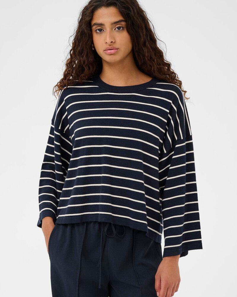 Spina Boxy Pullover Cropped | Navy