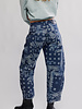 Free People Good Luck Printed Barrel Jeans | Navy Bandana
