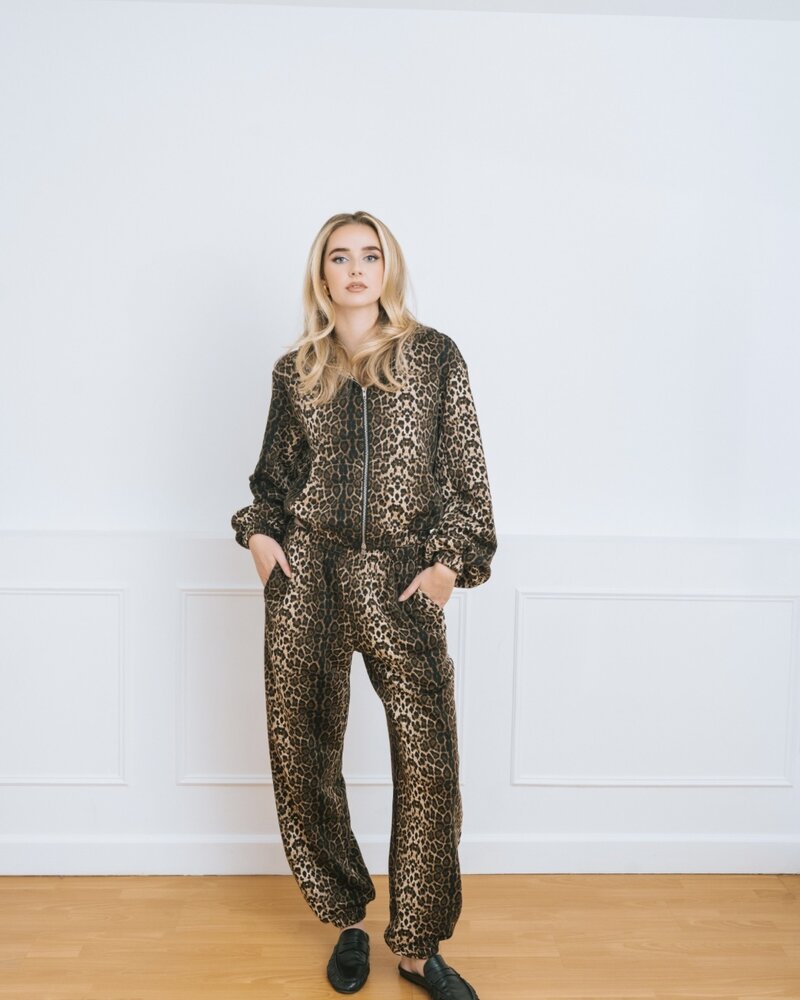 Bubble Zip Sweater | Leopard