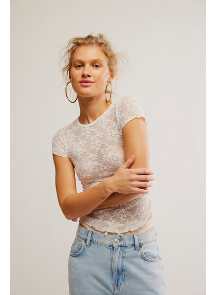 Free People Ready To Go Lace Tee | Ivory