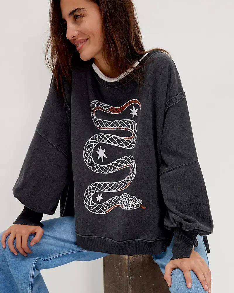 Free People Graphic Camden Pullover | Snake