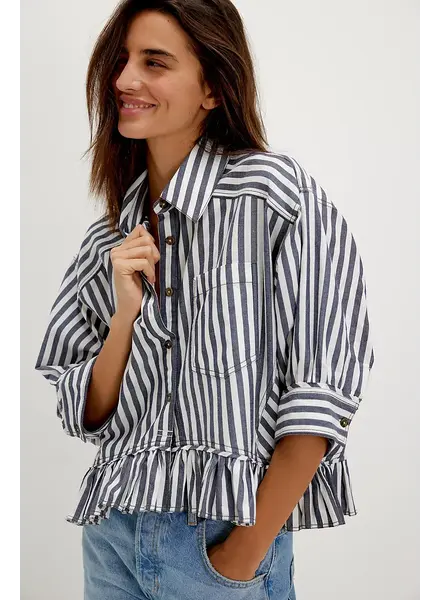 Free People Bailey Stripe Shirt | Navy