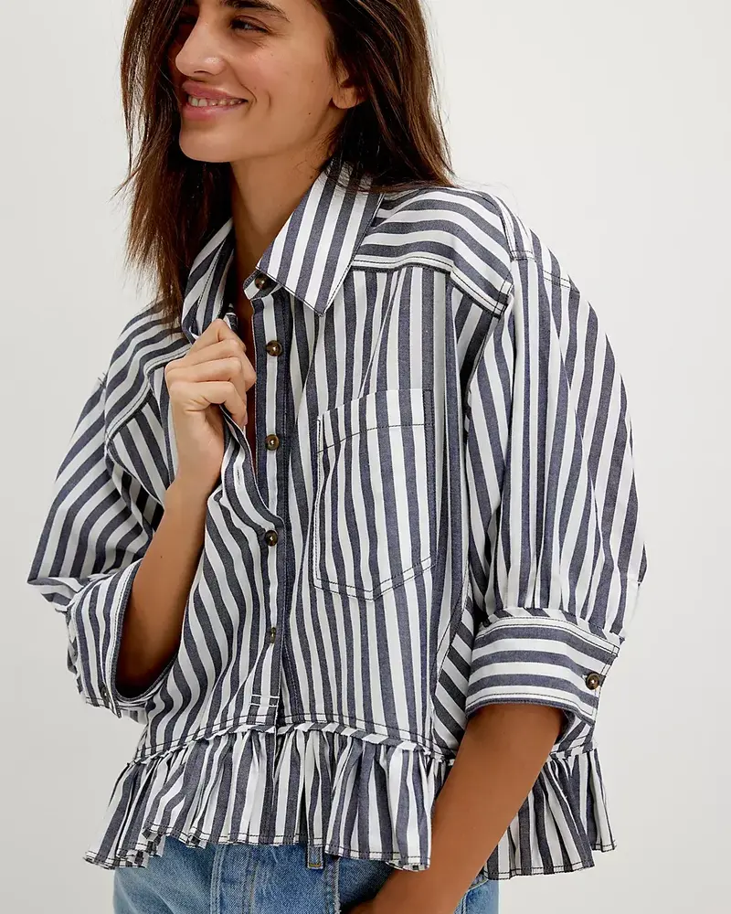 Free People Bailey Stripe Shirt | Navy
