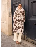 Evangeline Long Faux Fur Coat | Cow Print