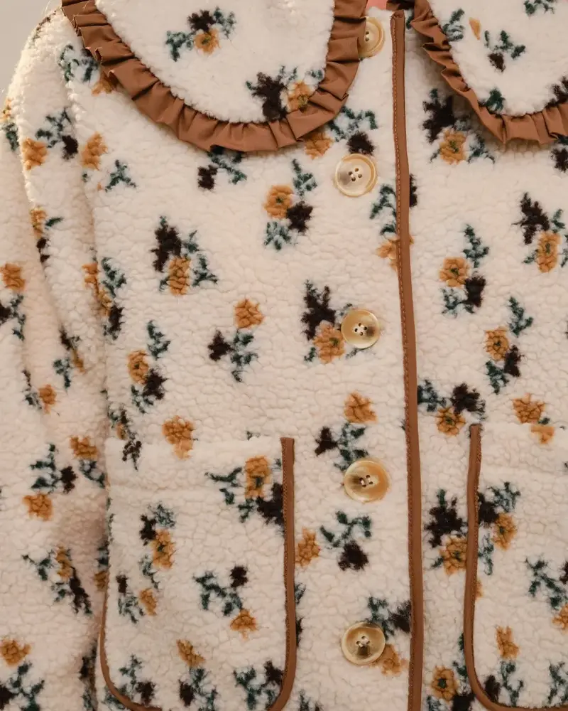 Candie Floral Collar Sherpa Jacket