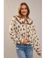 Candie Floral Collar Sherpa Jacket