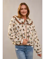 Candie Floral Collar Sherpa Jacket