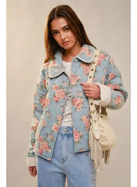 Dana Flower Print Quilted Jacket