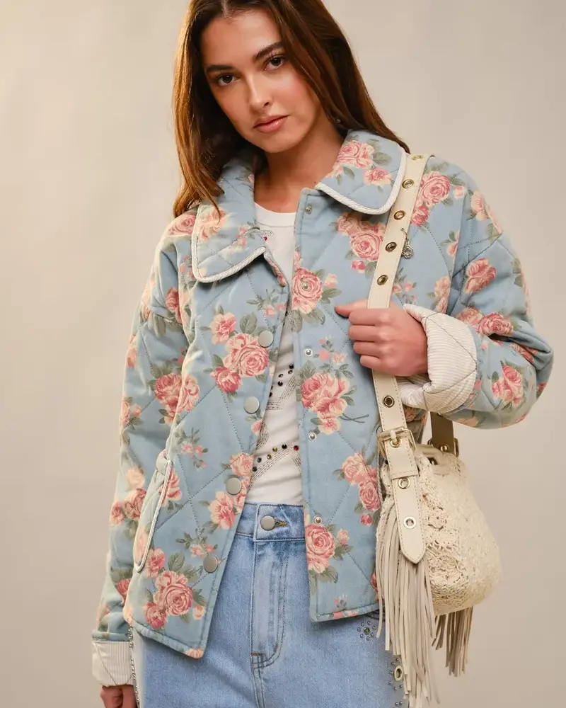 Dana Flower Print Quilted Jacket