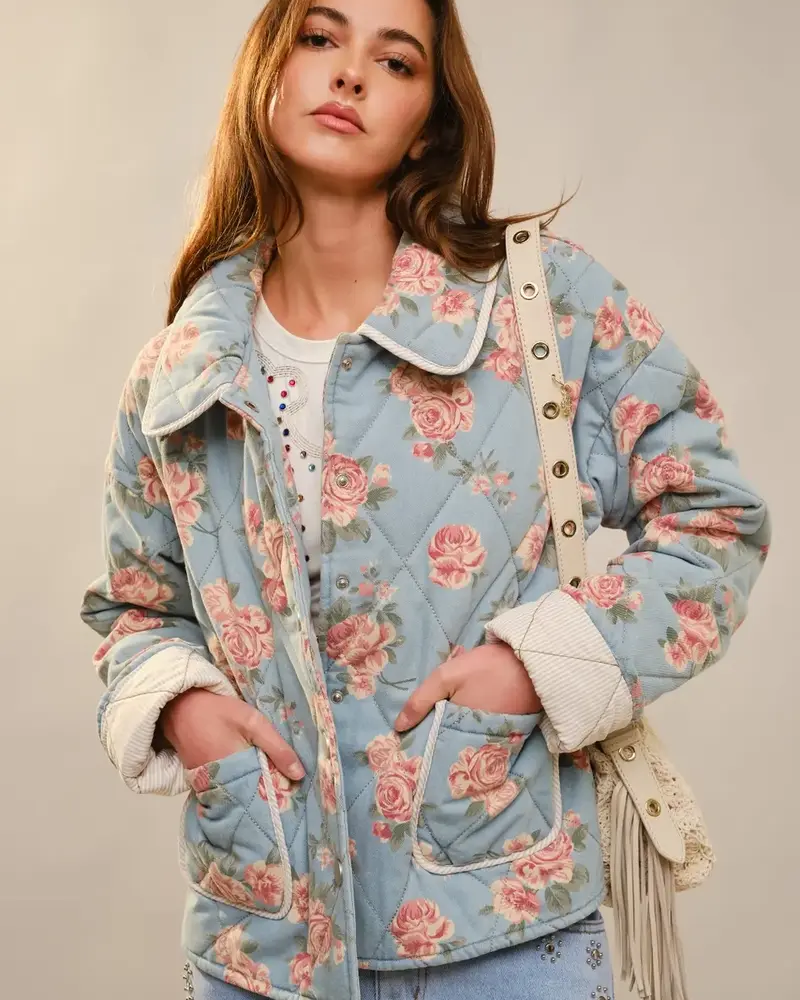 Dana Flower Print Quilted Jacket