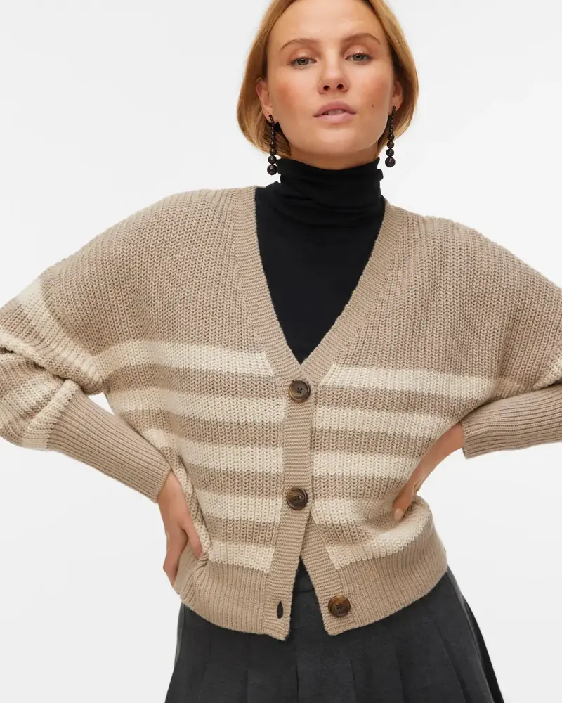Vero Moda Lea V-Neck Cuff Cardigan | Stripes
