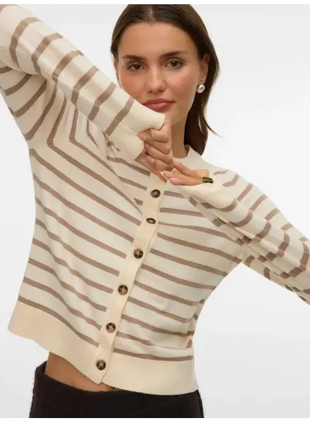 Saba Plain Cardigan | Birch Stripe