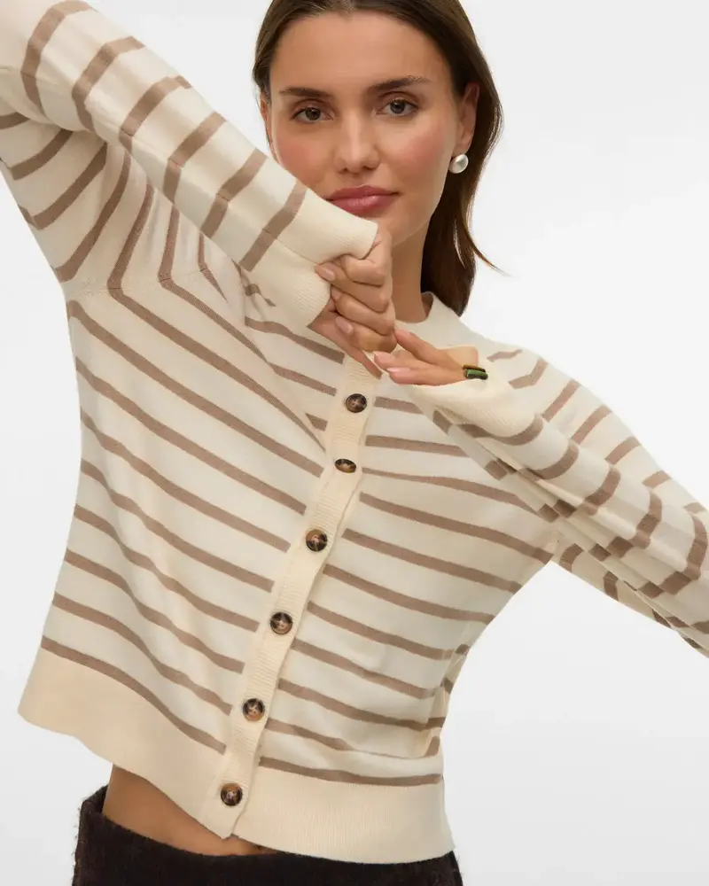 Saba Plain Cardigan | Birch Stripe