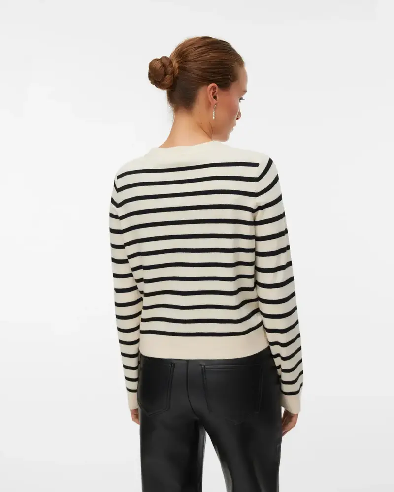 Saba Plain Cardigan | Black Stripe
