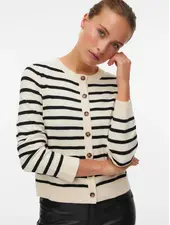 Saba Plain Cardigan | Black Stripe