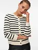 Saba Plain Cardigan | Black Stripe