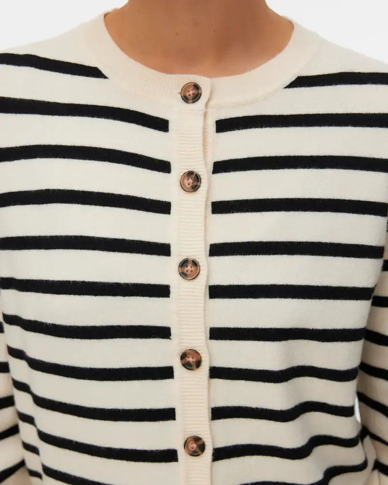 Saba Plain Cardigan | Black Stripe