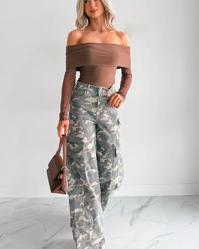 Camo High Rise Cargo Jean