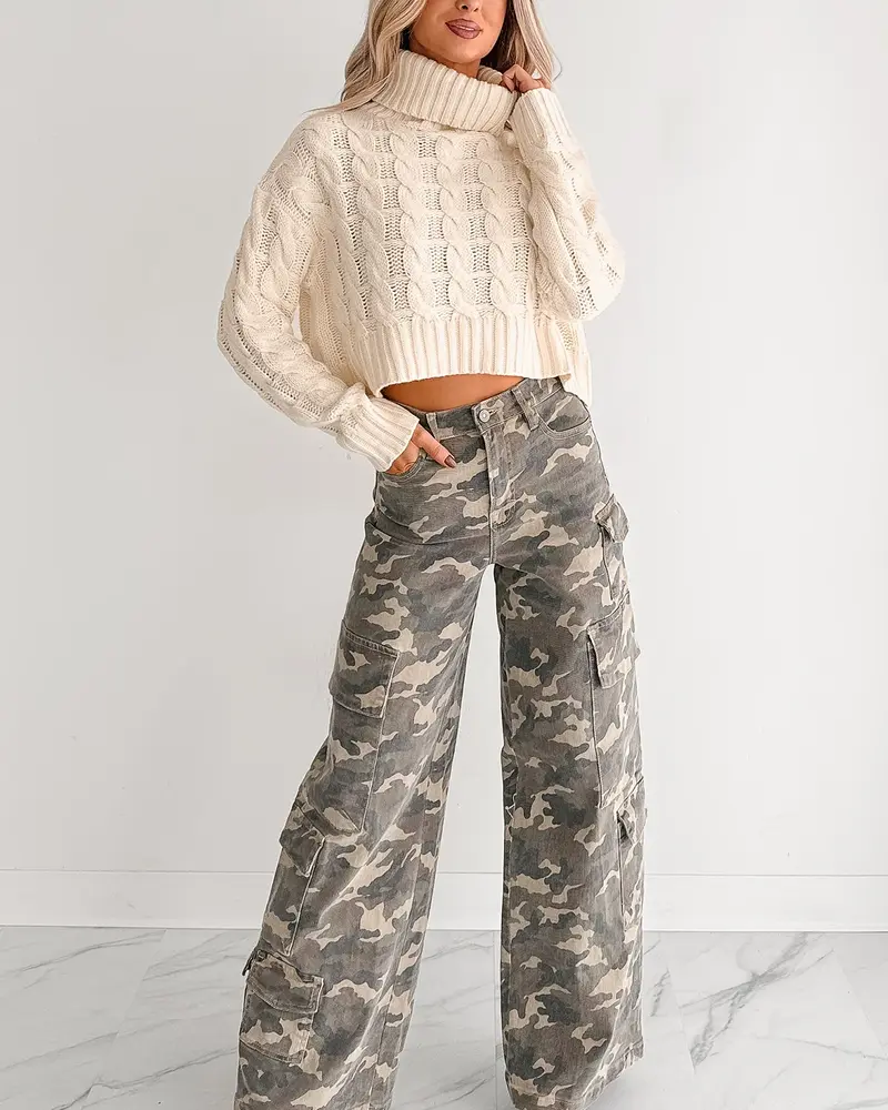Camo High Rise Cargo Jean