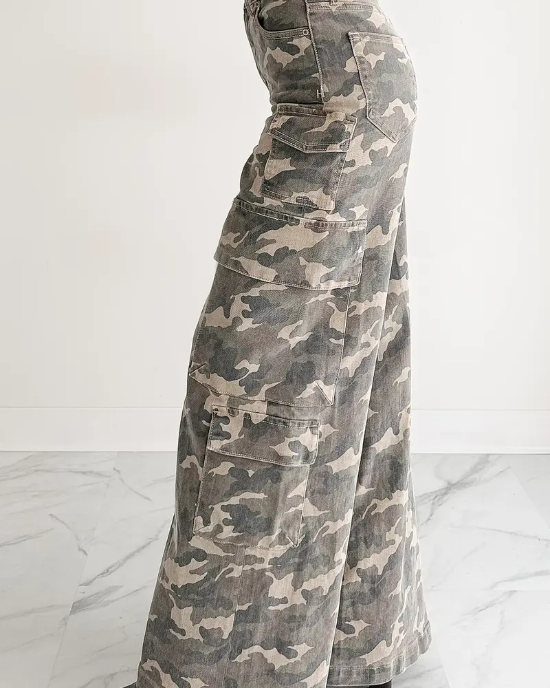 Camo High Rise Cargo Jean