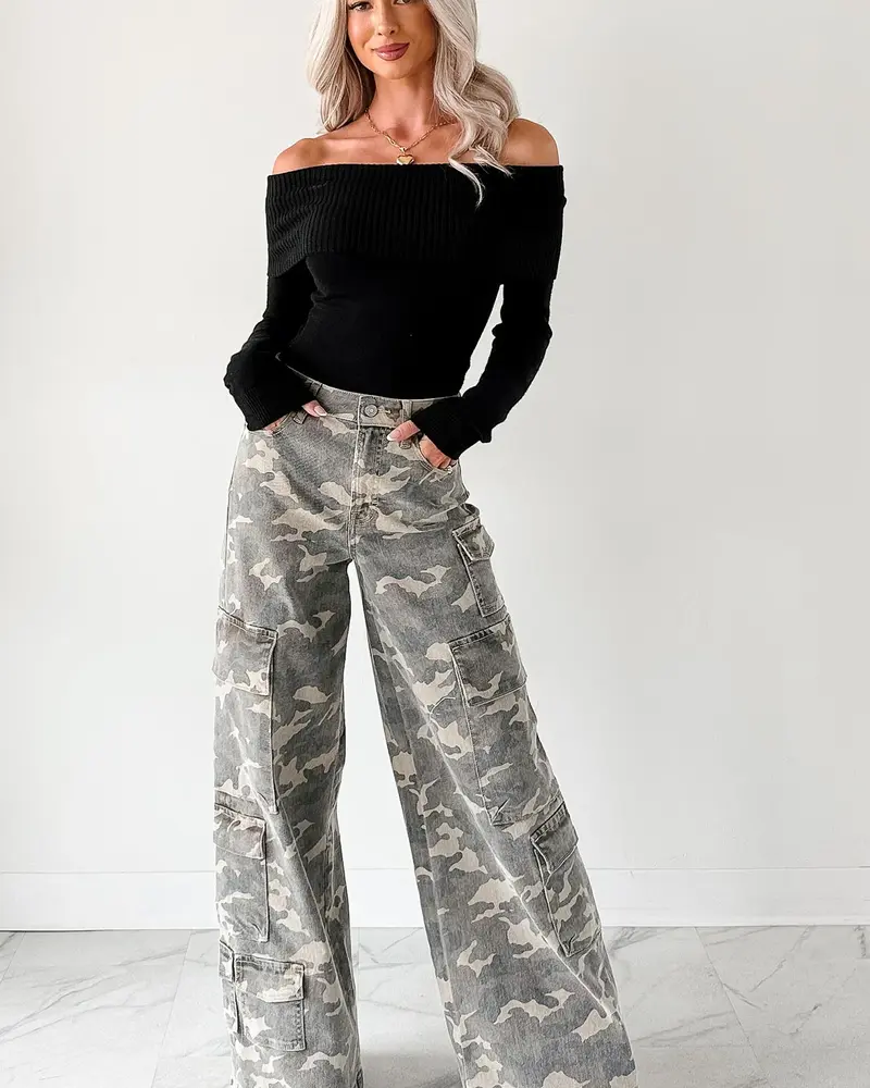 Camo High Rise Cargo Jean
