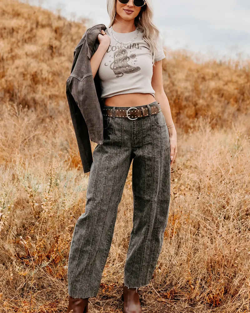 Seamed Barrel Jean | Leopard