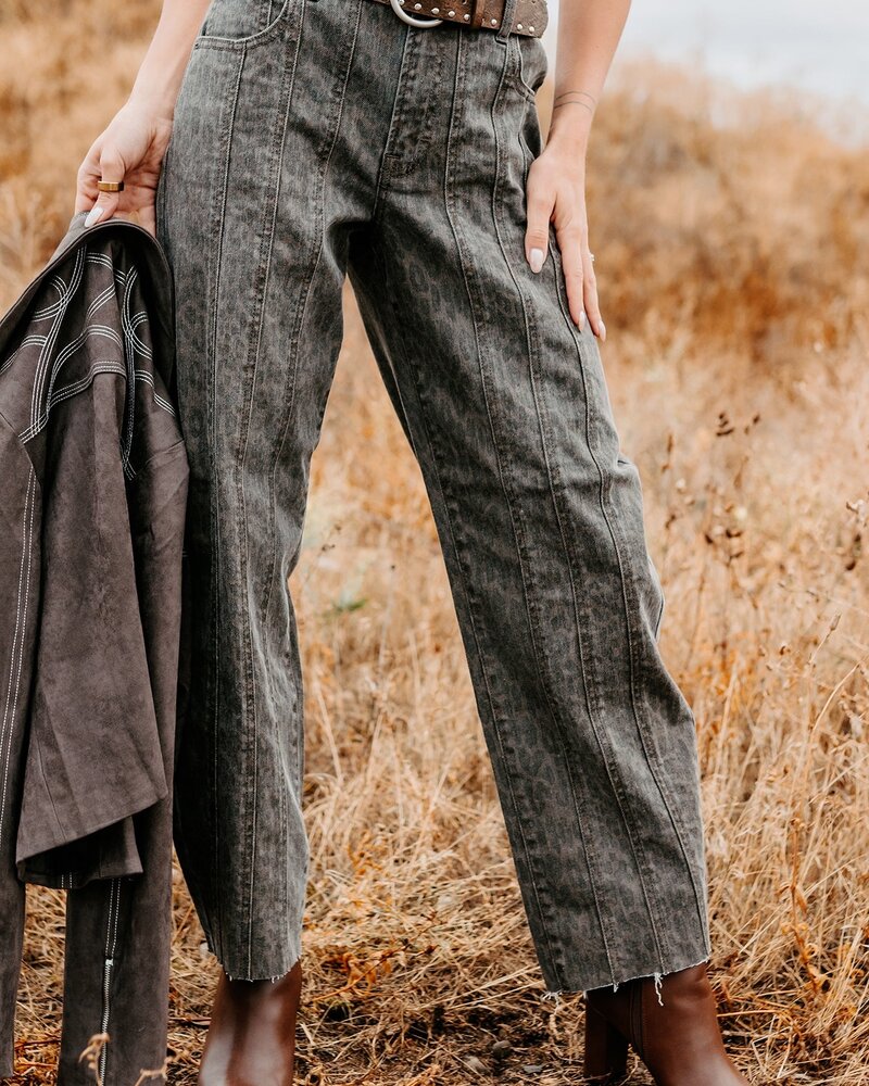 Seamed Barrel Jean | Leopard
