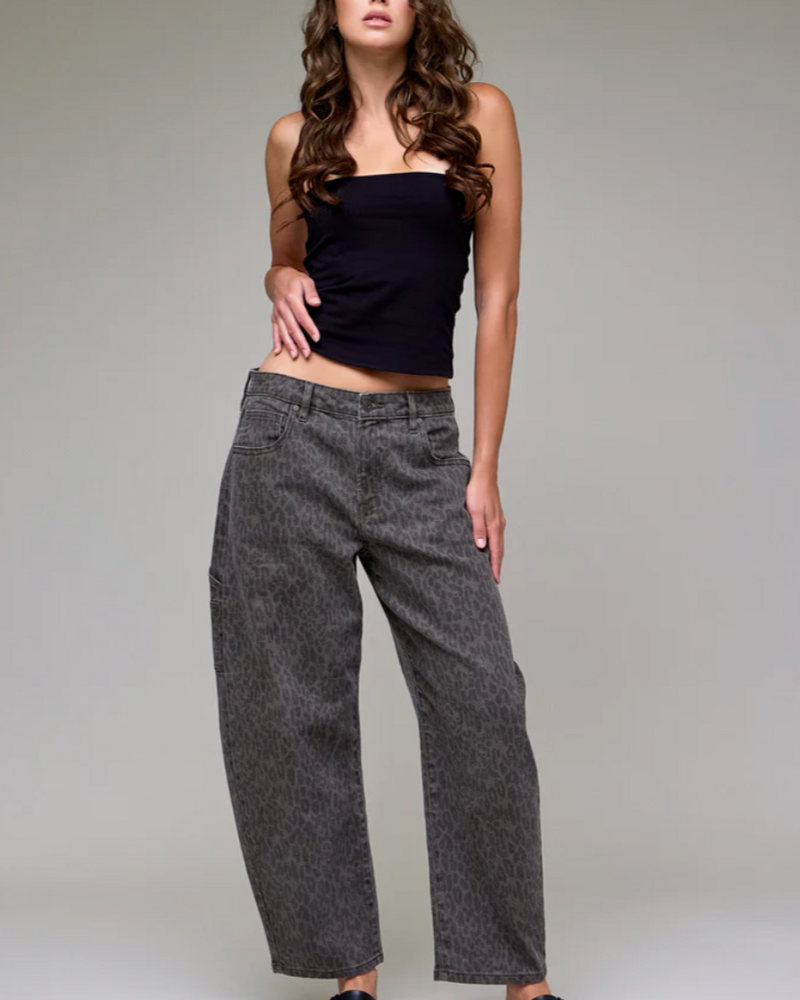 Sammie Leopard Cropped Barrel Jean