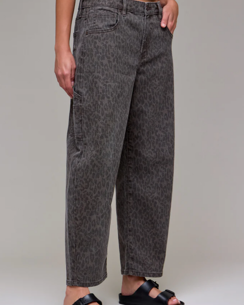 Sammie Leopard Cropped Barrel Jean