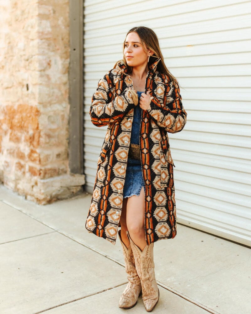 Aztec Long Quilted Jacket