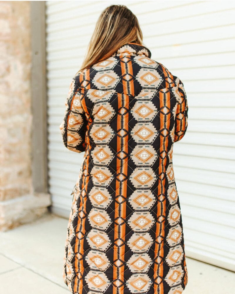 Aztec Long Quilted Jacket