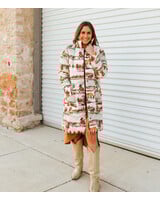 Western Horse Long Quilted Jacket