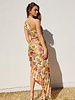 Garden Asymmetrical Pleated Maxi Dress