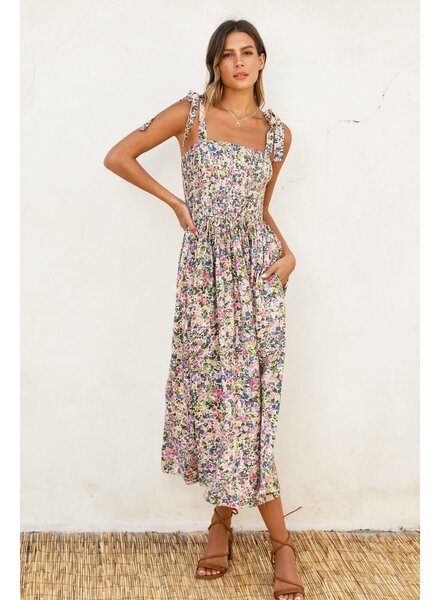 Morning Glory Smocked Midi Dress
