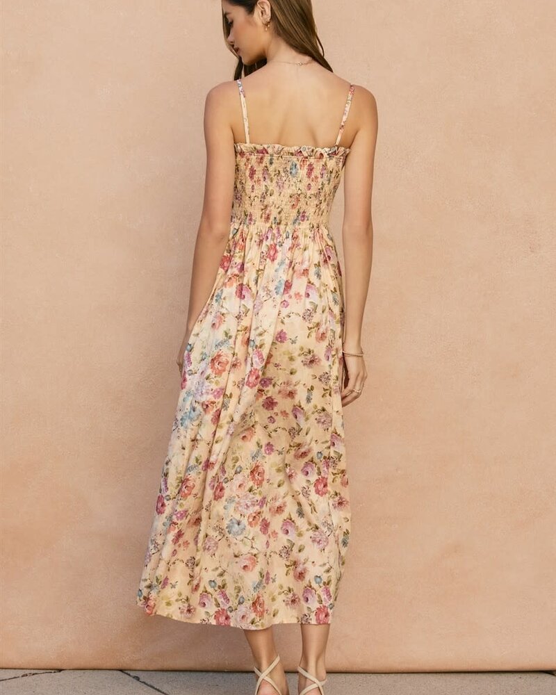 Peche Smocked Fit And Flare Midi Dress