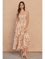 Peche Smocked Fit And Flare Midi Dress