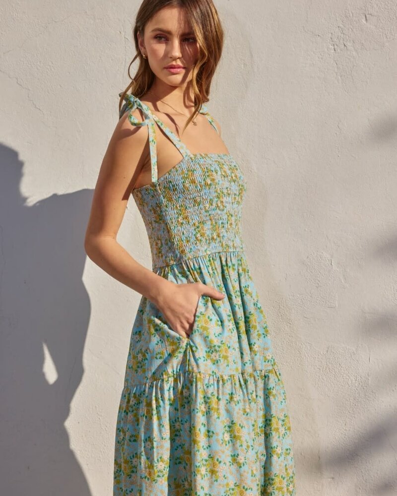 Daisy Blue Smocked Midi Dress