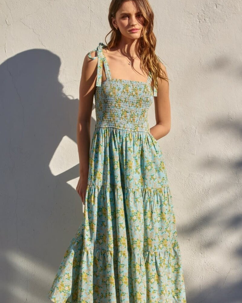 Daisy Blue Smocked Midi Dress