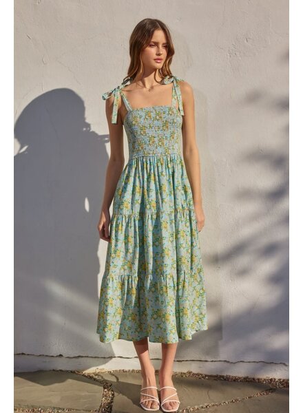 Daisy Blue Smocked Midi Dress